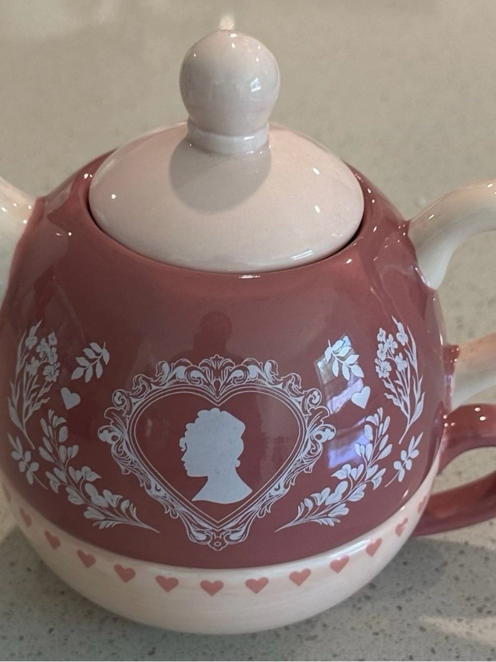 Netflix Bridgerton Pink and White Heart Silhouette Teapot